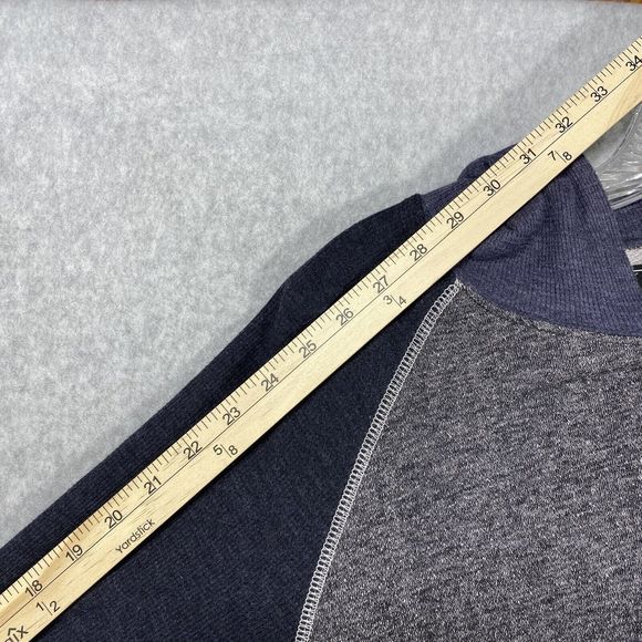 Morse Code Shirt Mens Extra Large Blue Gray Raglan Long Sleeve Hoodie Pocket XL - Picture 4 of 11